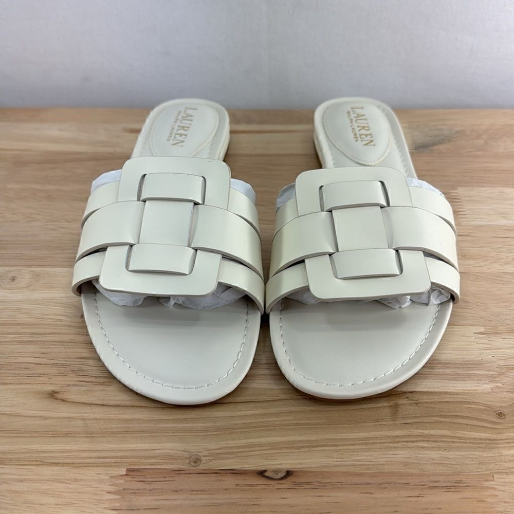 Lauren Ralph Lauren Emerey Leather Sandal- Cream- Size 7.5 B- N IB - Picture 2 of 8